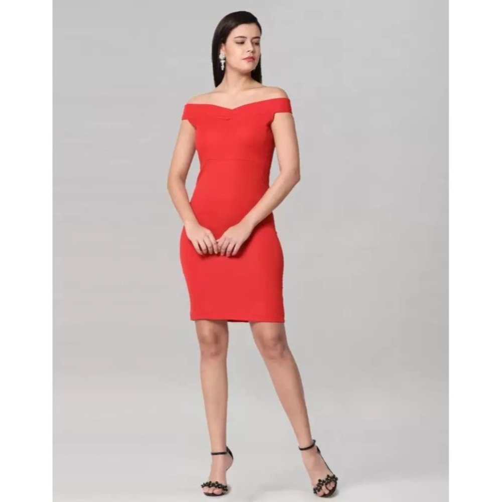 NWT Wild Fable Womens Off Shoulder Mini Dress F00246110 Stretch Red Size X Small